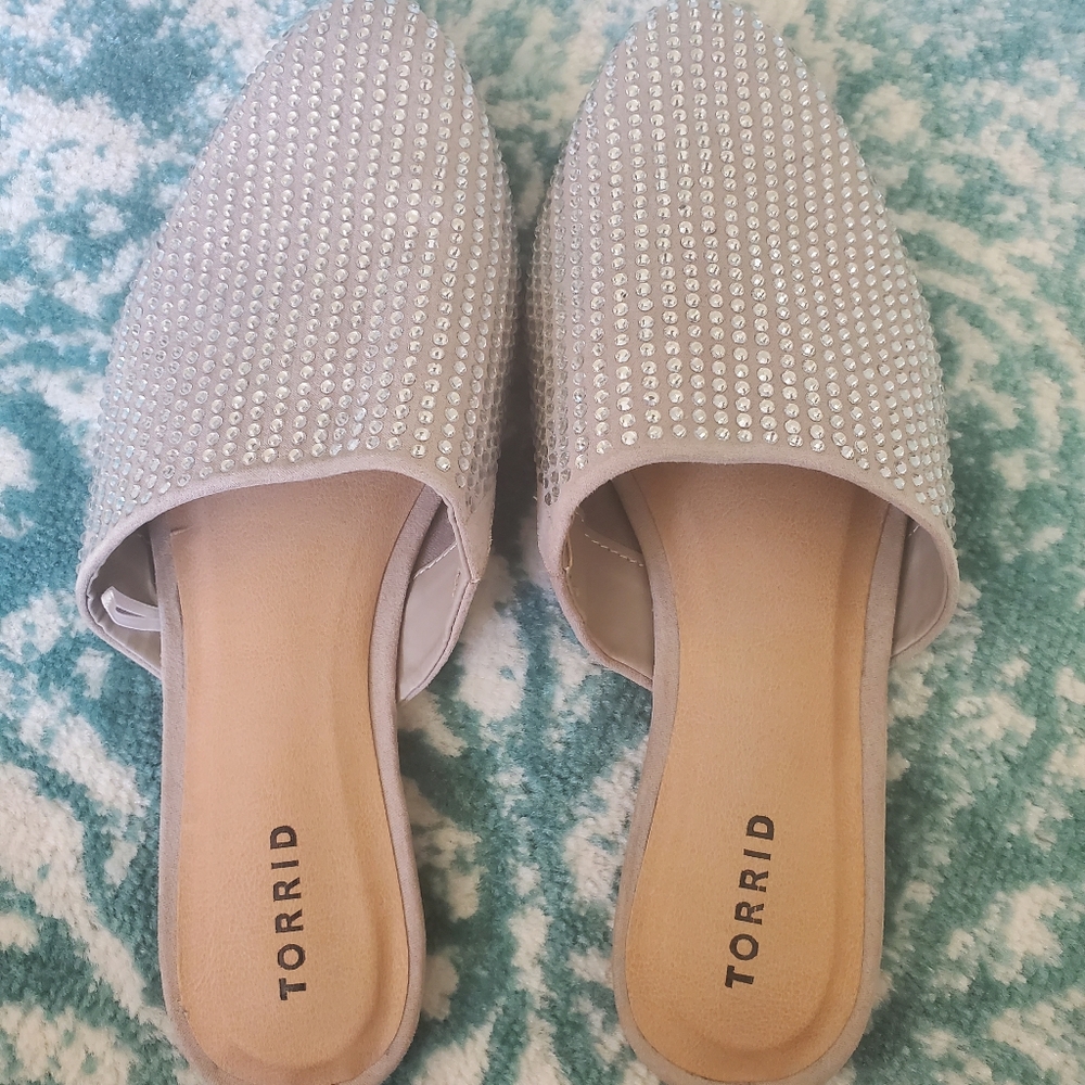NWOT Torrid Rhinestone Mule Flats size 10W